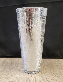 Crackle Glass Tapered Cylinder Vase