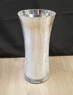 Crackled Glass Trumpet Vase 