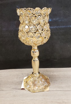 Gold Footed Crystal Candle Holder