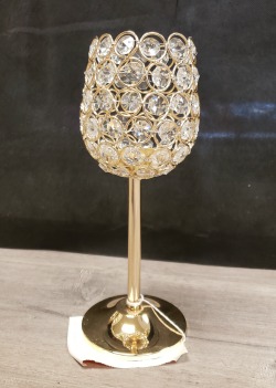 Gold Stemmed Crystal Candle Holder