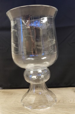 Large Striped Glass Pedestal Vase